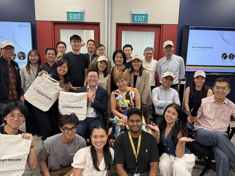 Group photograph at EMA’s AI Leadership Primer, with the session title on screen.
